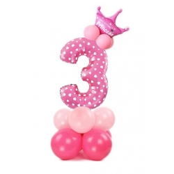 Balony dekoracja na urodziny różowy cyfra 3